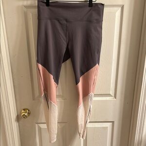 Fabletics Gray and Pink Colorblock Leggings
